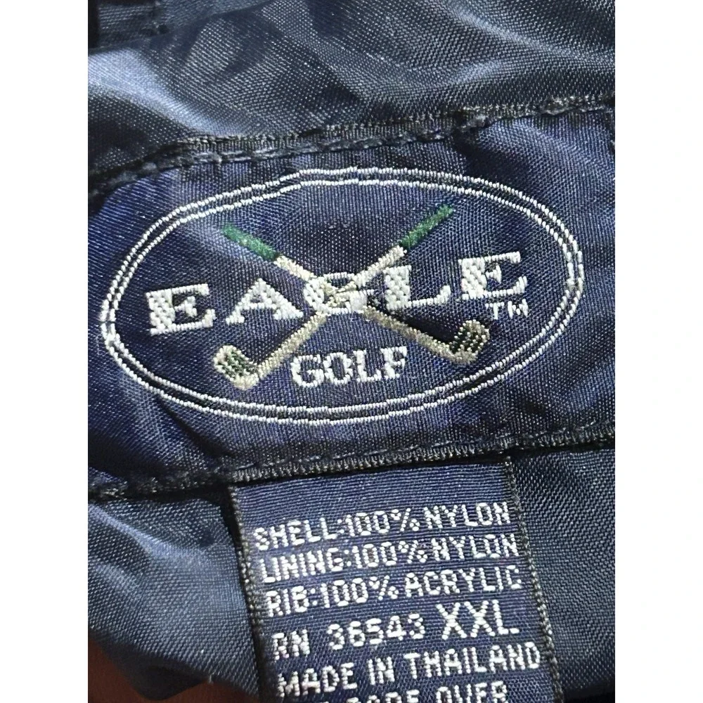 Vintage Eagle Golf Mens XXL Nylon Windbreaker Jacket Navy Blue Red Striped